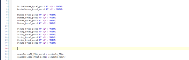 GVL with the PDin and PDout objects declared below the byte variables