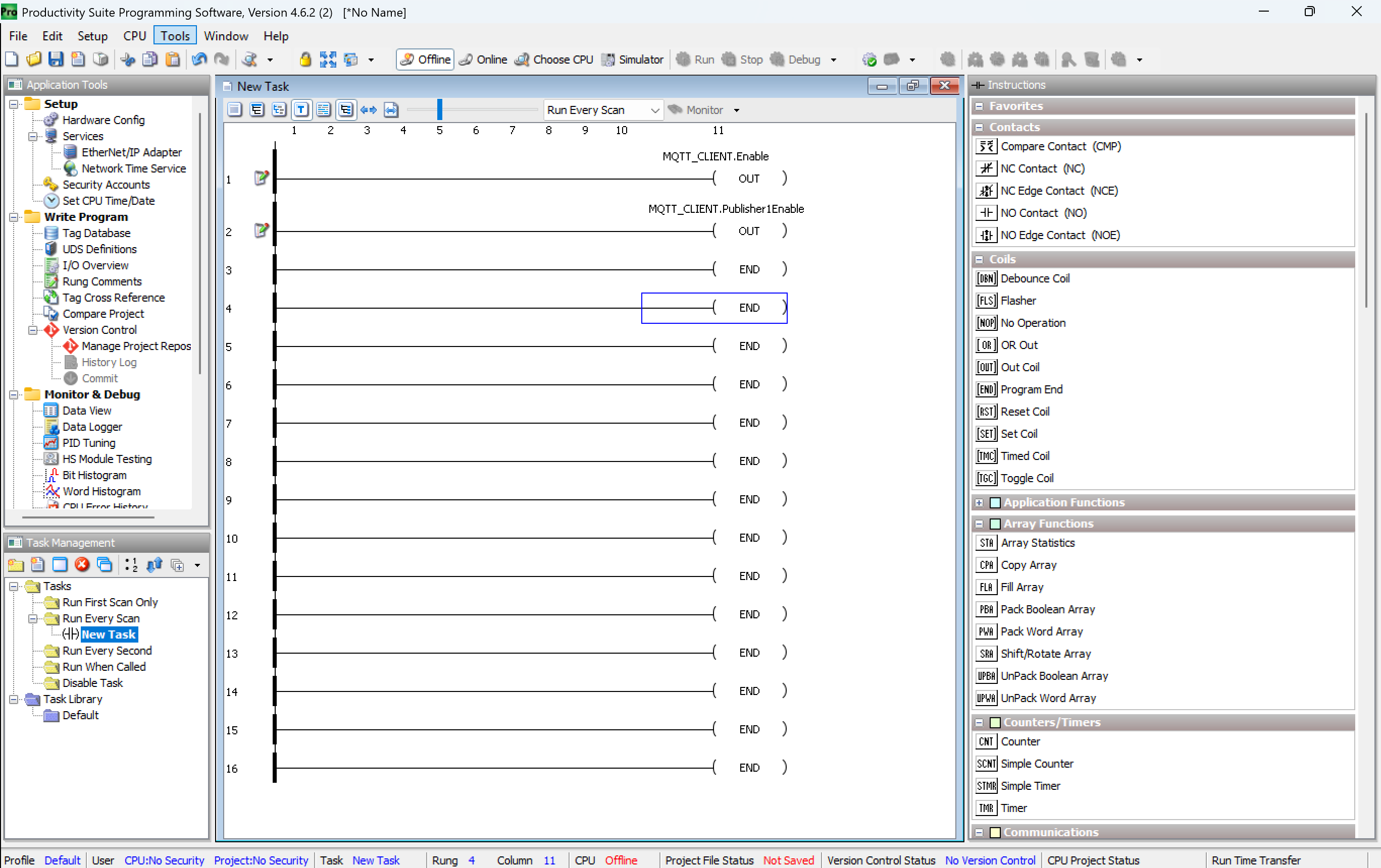 Ladder rungs for Enable and Publisher1Enable