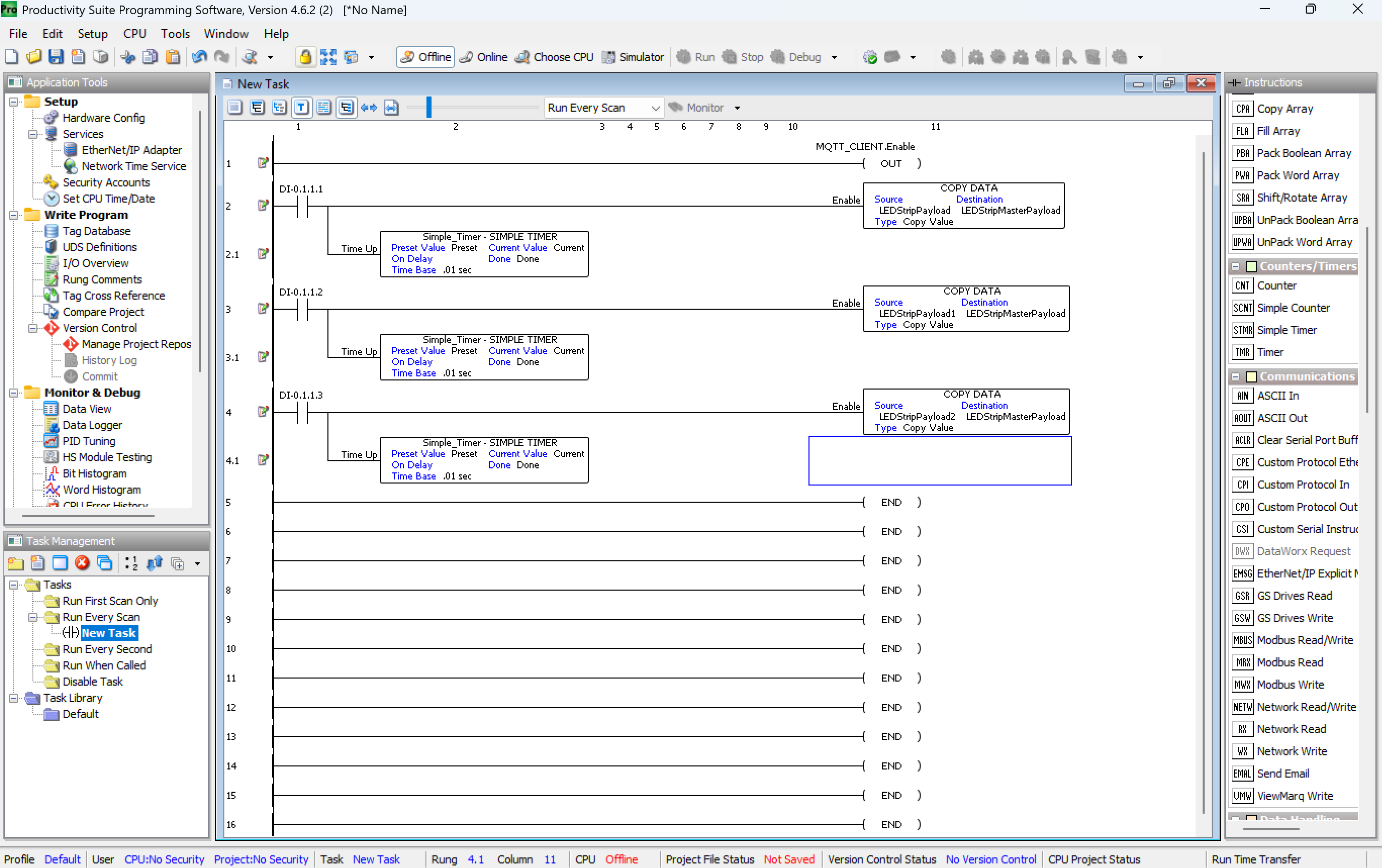 Timer wired per input